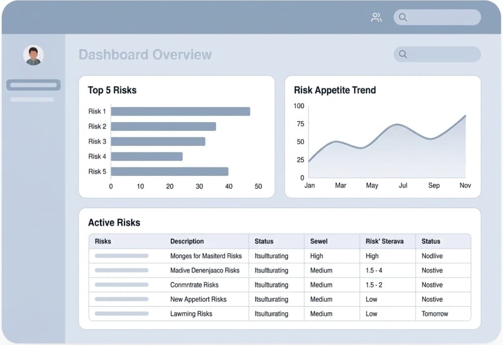Riskwise Today dashboard showing action queue, workspace snapshot and quick links